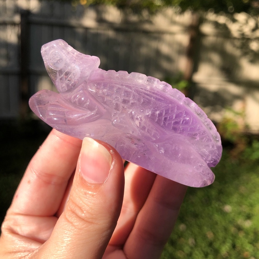 Brazilian amethyst lizard carving